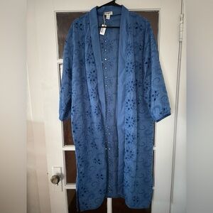 NWT World Market Blue Eyelet Embroidered Kimono